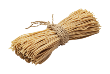 Freshly bundled uncooked pasta ready for cooking in a rustic kitchen setting for culinary enthusiasts and home cooks, cut out