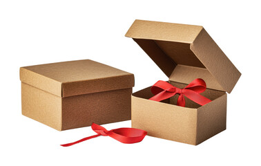 Gift boxes with red ribbons ready for special occasions or celebrations, cut out