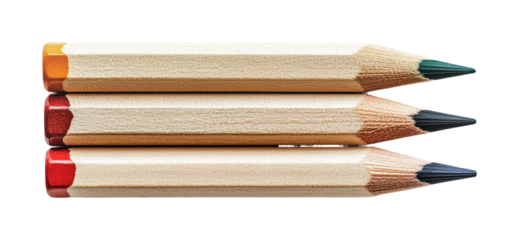 Colorful pencils arranged in a row for creative projects and artistic expression in various settings, cut out