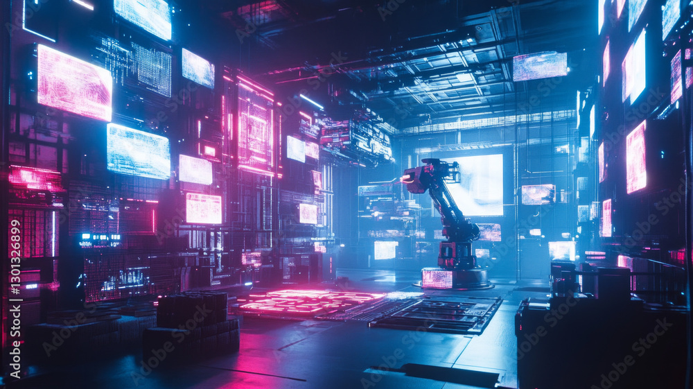 Poster a room with a robot in the middle
