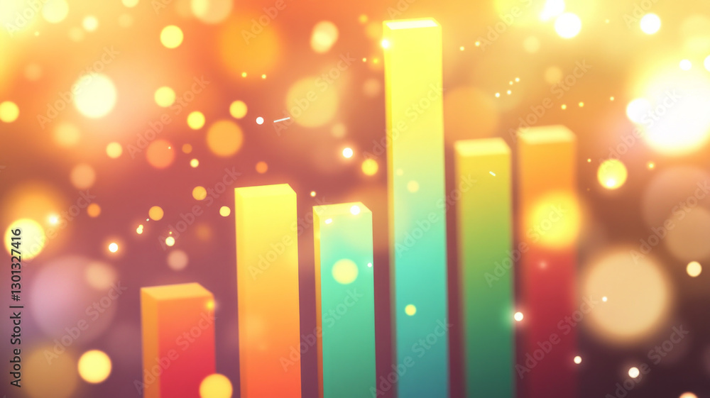 Poster a colorful bar chart with a yellow background