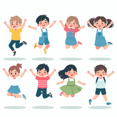 Jumping Kids: Joyful Cartoon Characters for Education & Design