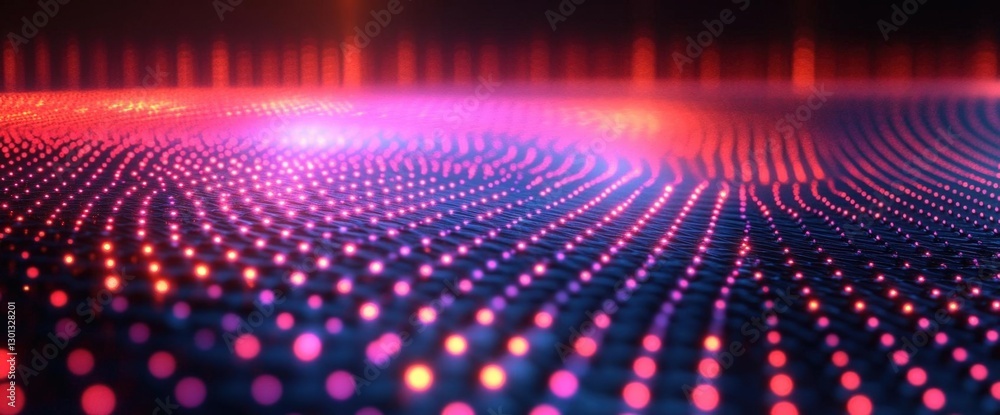 Poster abstract glowing dot pattern in pink and red colors