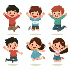 Cheerful Jumping Kids: Animated Vector Illustration