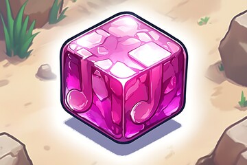 Glowing Music Cube in Desert Path
