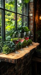 Fototapeta premium Wine Tasting Relaxation Garden View Rustic Charm