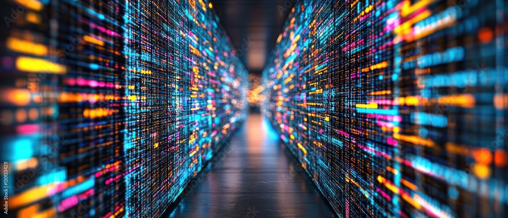 Poster digital data stream: a colorful journey through cyberspace