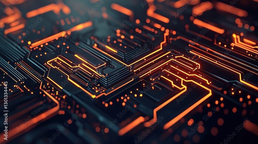 Poster abstract high-tech circuitry digital environment glowing background gigapixel scale futuristic techn