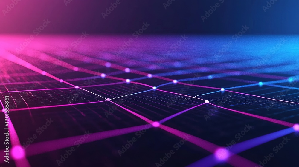 Aufkleber dynamic abstract technology background with neon lights digital space visual art futuristic environm