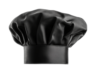 Black chef hat for culinary professionals and cooking enthusiasts in various kitchen settings, cut out