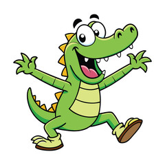 Fototapeta premium Funny crocodile dancing vector cartoon