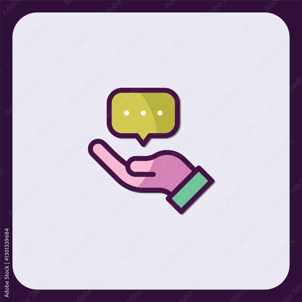 Poster open communication icon representing assistance and help concept design