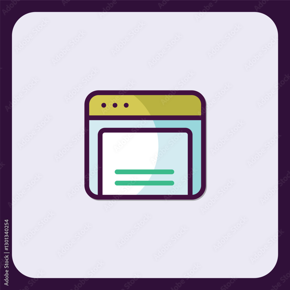Poster simple and colorful internet browser window icon on neutral backdrop