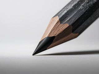 Close up of Sharpened Dark Graphite Pencil Point Wood Graphite Texture