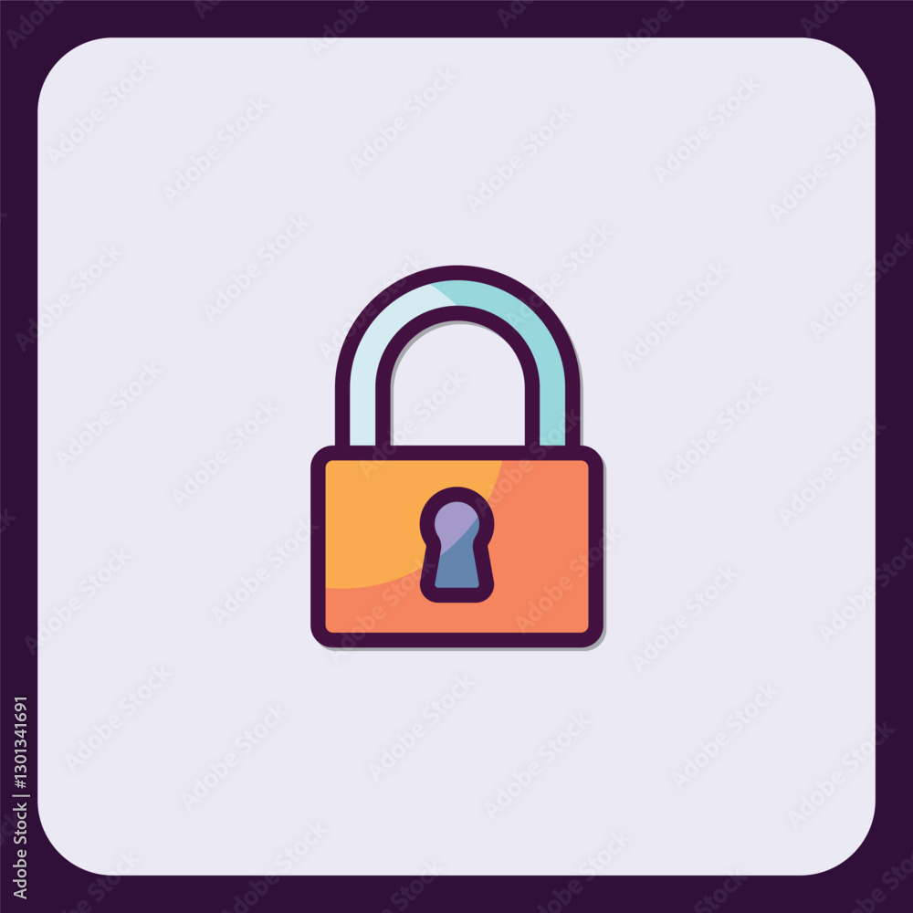 Poster stylized lock icon representing security, privacy and access control