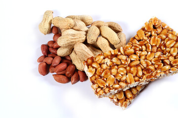 Peanut candy and raw peanut  