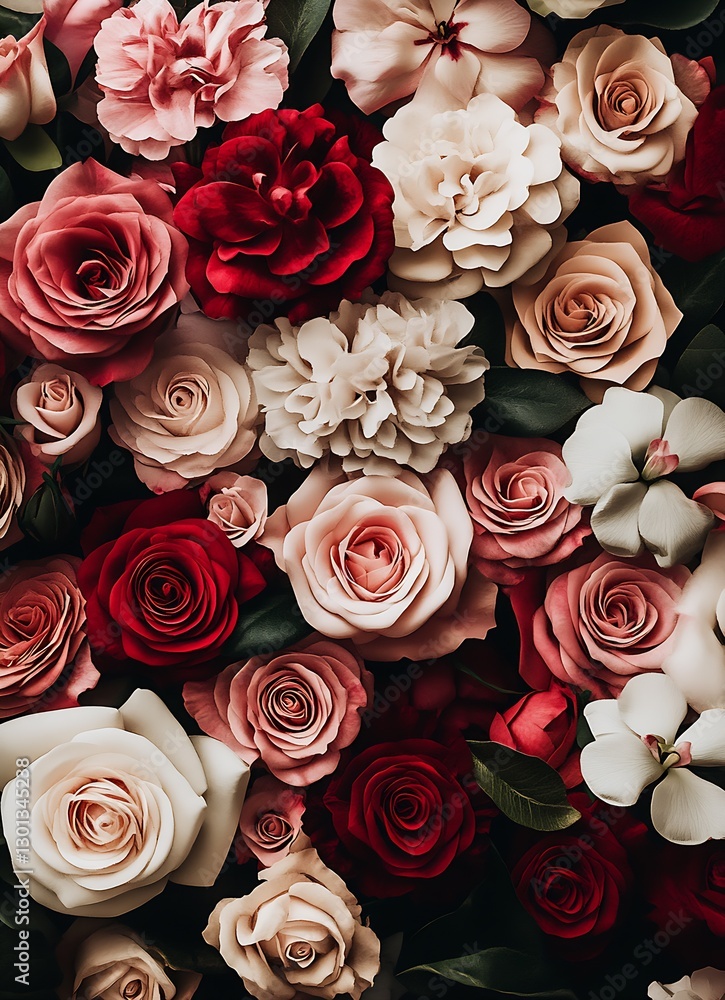 Aufkleber stunning display of vibrant and realistic paper flowers in various colors for decoration : generativ