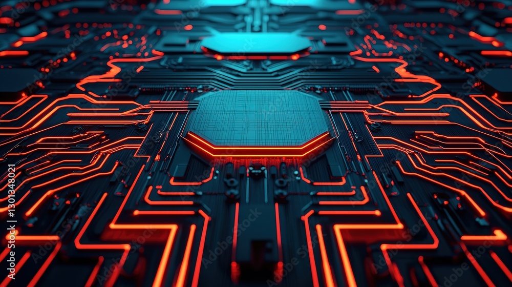 Poster navigating cyber technology chaos gigapixel-standard-scale circuitry in a futuristic environment