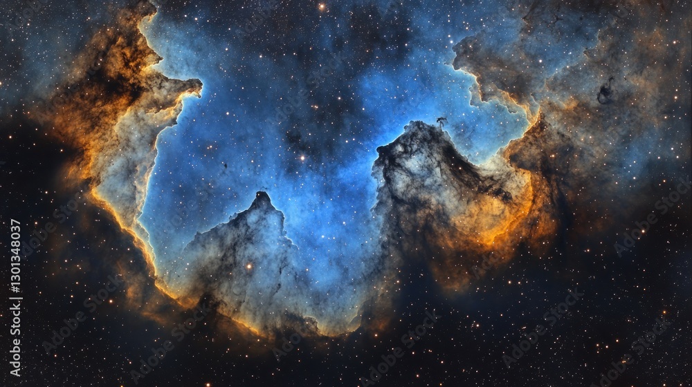 Poster exploring cosmic clouds the heart nebula in deep space with stars