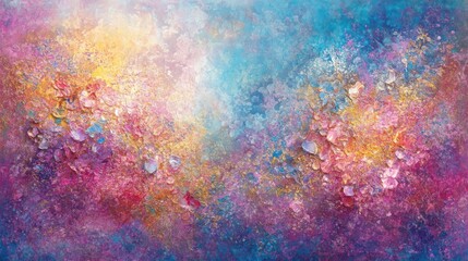 Obraz premium Abstract Floral Painting with Vibrant Color Palette and Textured Surface