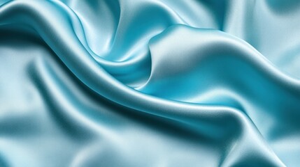 Obraz premium A smooth and flowing surface of lustrous blue textile fabric