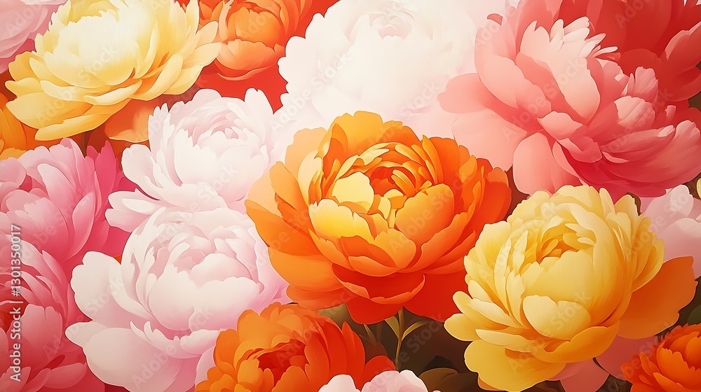 Poster stunning peonies in soft pastel colors creating an eye-catching display for floral enthusiasts and d