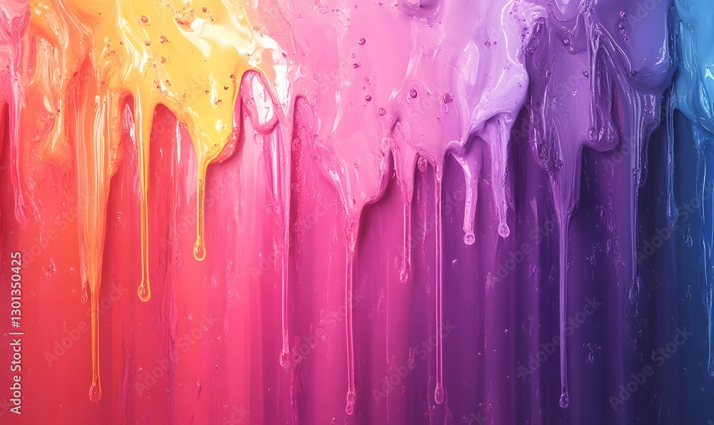 Poster Colorful dripping paint creates an abstract texture with a smooth gradient effect