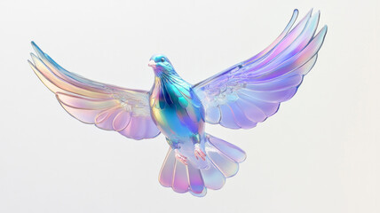 Obraz premium A bird with rainbow colored wings flying in the air