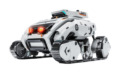 Advanced exploration robot designed for remote environments with high maneuverability and autonomous capabilities, cut out