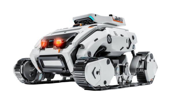 Advanced exploration robot designed for remote environments with high maneuverability and autonomous capabilities, cut out