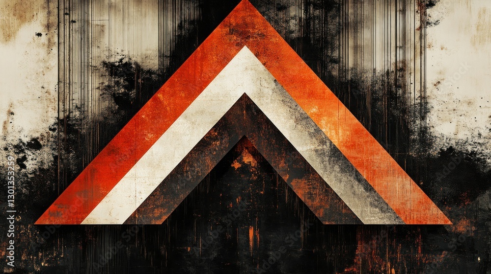Poster a layered geometric abstract image shows three color triangles