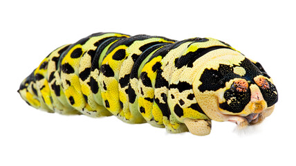Obraz premium Convolvulus Hawk-Moth Caterpillar Close-Up, isolated on a transparent background.