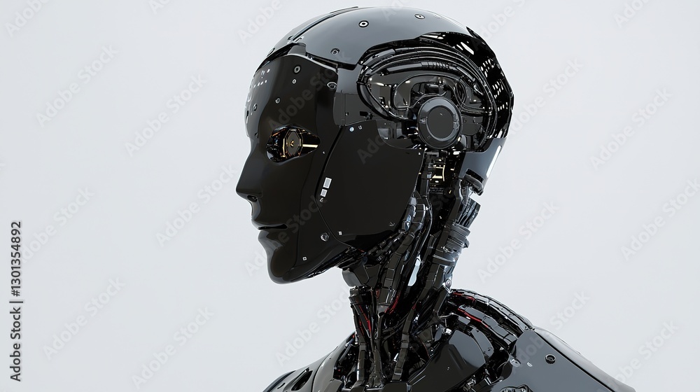 Aufkleber futuristic ai technology exploring a digital robot head virtual studio 3d model cyber environment cl