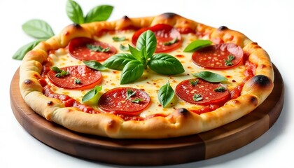 Pepperoni-Pizza-Basil-Delicious-Food-Italian-Cuisine-Mozzarella