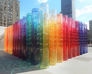 Cityscape Rainbow Glass Sculpture