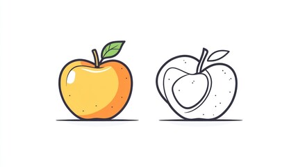 Apples, Colored & Black and White, Illustration