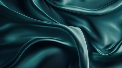 Fototapeta premium Flowing Teal Fabric Displays Elegant Curves and Subtle Textures