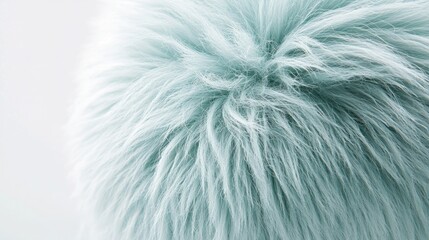 Obraz premium A silky smooth faux fur ball in pastel mint with a soft fluffy finish, isolated on white