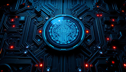 Futuristic Cyberpunk Circuit Board &ndash; High-Tech Digital Technology Background