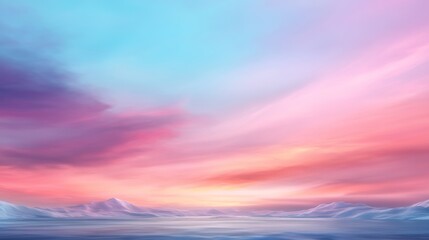 Obraz premium Pastel winter sunset over icy mountains