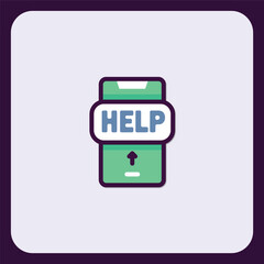 Stylized Assistance Icon Depicting Digital Support and Mobile Guidance