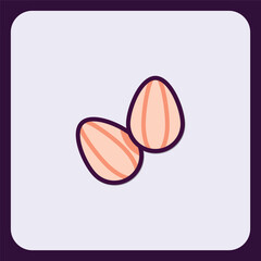 Minimalist almond duo illustration icon with simple design elements
