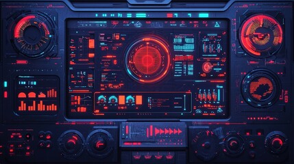 Obraz premium Futuristic technology interface design sci-fi environment hud visualization gigapixel standard scale