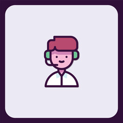 Friendly Customer Support Representative Icon Illustration