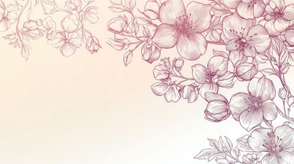 Elegant blossoms and buds create a refined botanical illustration design