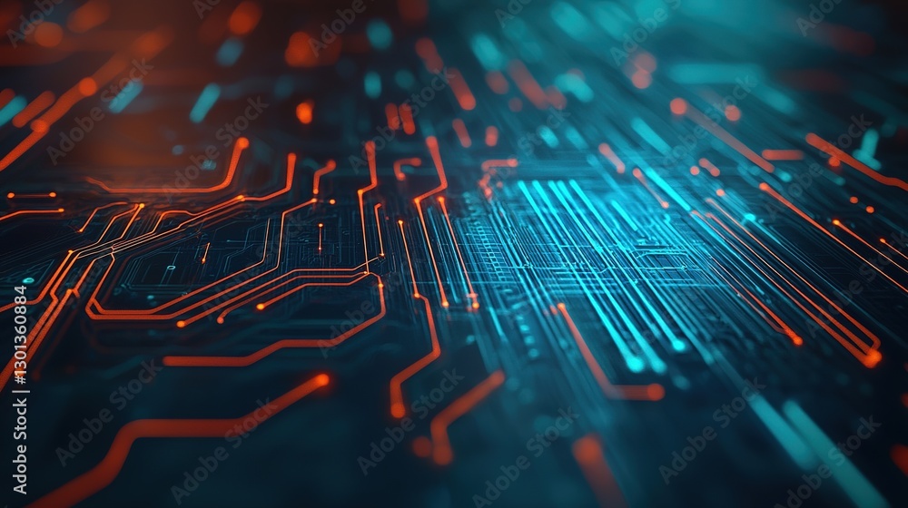 Aufkleber dynamic dark abstract technology background with glowing circuits digital space graphic design futur