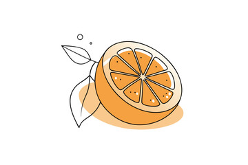 Clementine Vector Art. Minimalist Line Drawing with Slice