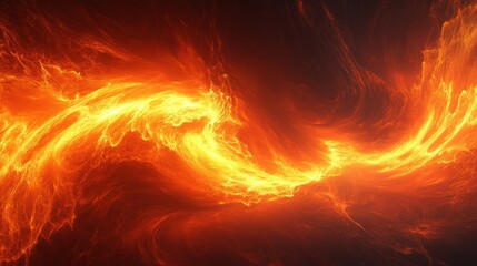 Abstract fiery swirls with brilliant yellow and red colors