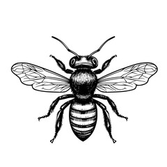 Obraz premium Detailed vector engraved illustration of a bee for product design and creative applications
