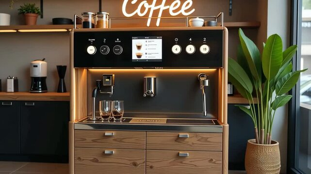 Large modern coffee machine in a cafe